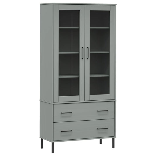Bookcase with Metal Legs Grey 85x35x172.5 cm Solid Wood OSLO Bookcase with Metal Legs Grey 85x35x172.5 cm Solid Wood OSLO