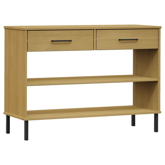Console Cabinet with Metal Legs Brown Solid Wood Pine OSLO Console Cabinet with Metal Legs Brown Solid Wood Pine OSLO