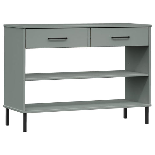 Console Cabinet with Metal Legs Grey Solid Wood Pine OSLO Console Cabinet with Metal Legs Grey Solid Wood Pine OSLO