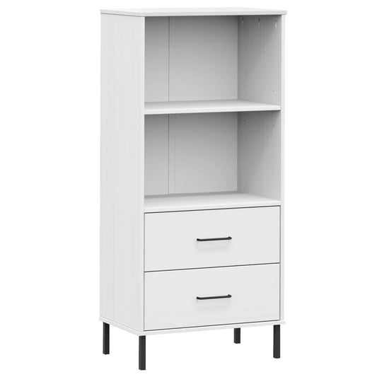 Bookcase with 2 Drawers White 60x35x128.5 cm Solid Wood OSLO Bookcase with 2 Drawers White 60x35x128.5 cm Solid Wood OSLO