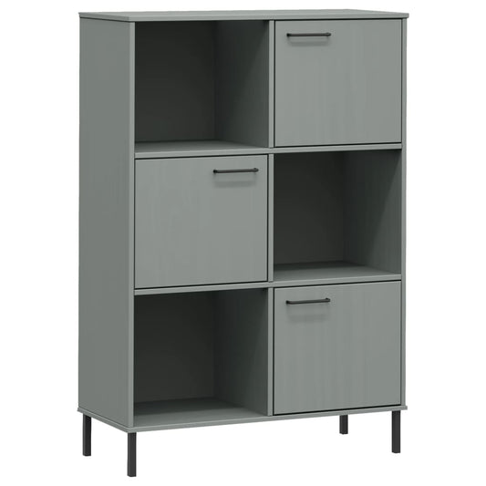 Bookcase with Metal Legs Grey 90x35x128,5 cm Solid Wood "OSLO Bookcase with Metal Legs Grey 90x35x128,5 cm Solid Wood "OSLO
