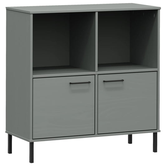 Bookcase with Metal Legs Grey 90x35x90.5 cm Solid Wood OSLO Bookcase with Metal Legs Grey 90x35x90.5 cm Solid Wood OSLO