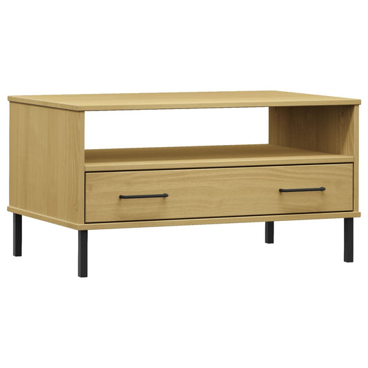 Coffee Table with Metal Legs Brown 85x50x45cm Solid Wood OSLO Coffee Table with Metal Legs Brown 85x50x45cm Solid Wood OSLO