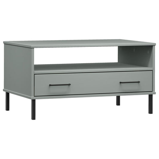 Coffee Table with Metal Legs Grey 85x50x45 cm Solid Wood OSLO Coffee Table with Metal Legs Grey 85x50x45 cm Solid Wood OSLO
