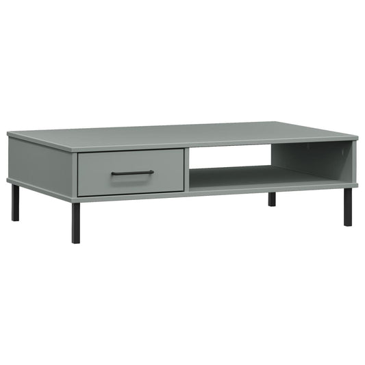 Coffee Table with Metal Legs Grey Solid Wood Pine OSLO Coffee Table with Metal Legs Grey Solid Wood Pine OSLO