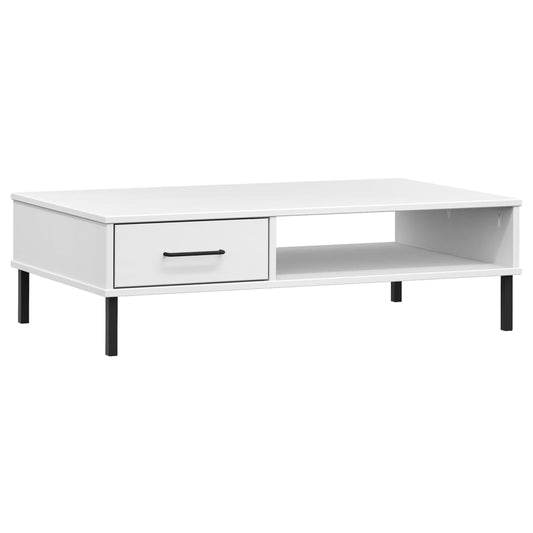 Coffee Table with Metal Legs White Solid Wood Pine OSLO Coffee Table with Metal Legs White Solid Wood Pine OSLO