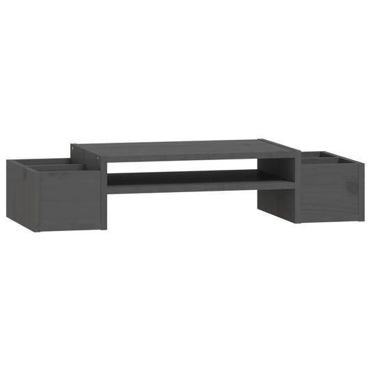 Monitor Stand Grey 70x27.5x15 cm Solid Wood Pine Monitor Stand Grey 70x27.5x15 cm Solid Wood Pine