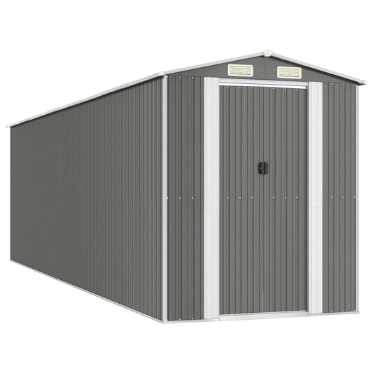 Garden Shed Light Grey 192x689x223 cm Galvanised Steel Garden Shed Light Grey 192x689x223 cm Galvanised Steel