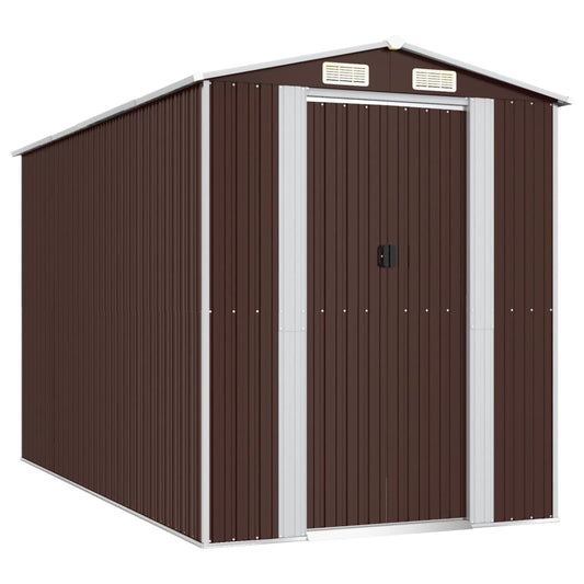 Garden Shed Dark Brown 192x357x223 cm Galvanised Steel Garden Shed Dark Brown 192x357x223 cm Galvanised Steel