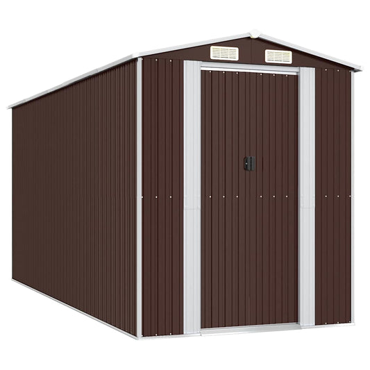 Garden Shed Dark Brown 192x440x223 cm Galvanised Steel Garden Shed Dark Brown 192x440x223 cm Galvanised Steel