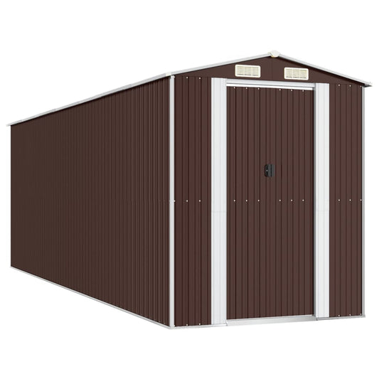 Garden Shed Dark Brown 192x606x223 cm Galvanised Steel Garden Shed Dark Brown 192x606x223 cm Galvanised Steel