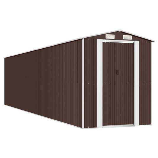 Garden Shed Dark Brown 192x855x223 cm Galvanised Steel Garden Shed Dark Brown 192x855x223 cm Galvanised Steel