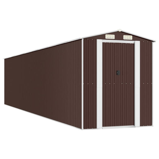 Garden Shed Dark Brown 192x938x223 cm Galvanised Steel Garden Shed Dark Brown 192x938x223 cm Galvanised Steel