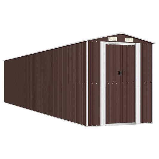 Garden Shed Dark Brown 192x1021x223 cm Galvanised Steel Garden Shed Dark Brown 192x1021x223 cm Galvanised Steel