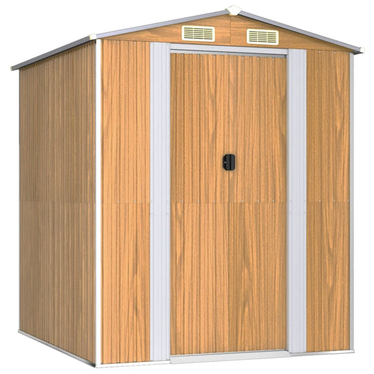 Garden Shed Light Brown 192x191x223 cm Galvanised Steel Garden Shed Light Brown 192x191x223 cm Galvanised Steel