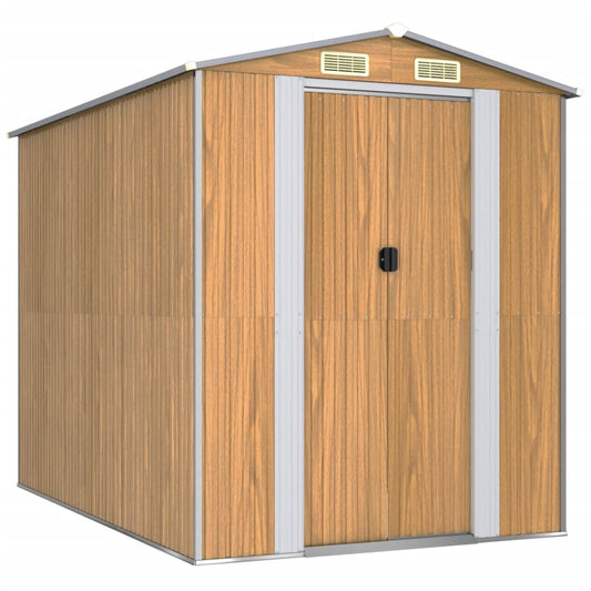 Garden Shed Light Brown 192x274x223 cm Galvanised Steel Garden Shed Light Brown 192x274x223 cm Galvanised Steel