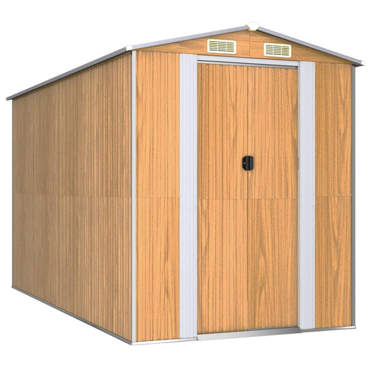 Garden Shed Light Brown 192x357x223 cm Galvanised Steel Garden Shed Light Brown 192x357x223 cm Galvanised Steel