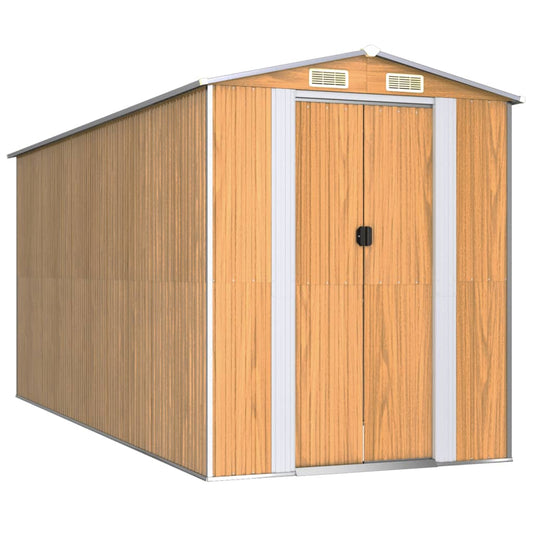 Garden Shed Light Brown 192x440x223 cm Galvanised Steel Garden Shed Light Brown 192x440x223 cm Galvanised Steel