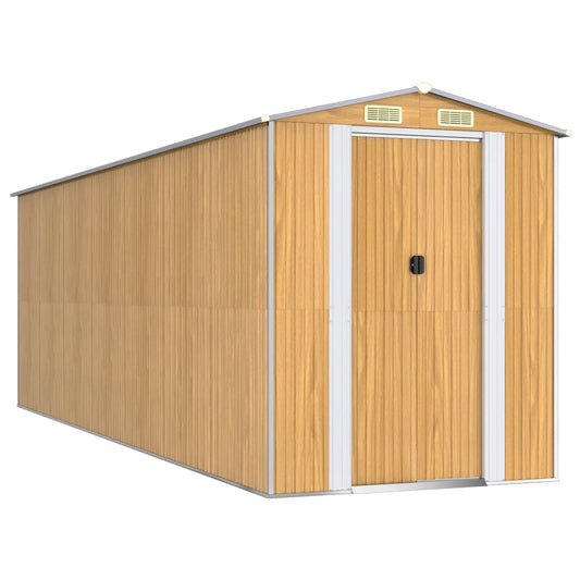Garden Shed Light Brown 192x606x223 cm Galvanised Steel Garden Shed Light Brown 192x606x223 cm Galvanised Steel
