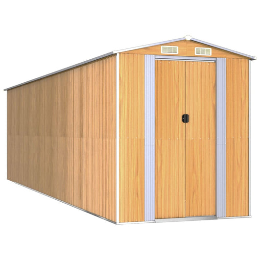 Garden Shed Light Brown 192x689x223 cm Galvanised Steel Garden Shed Light Brown 192x689x223 cm Galvanised Steel