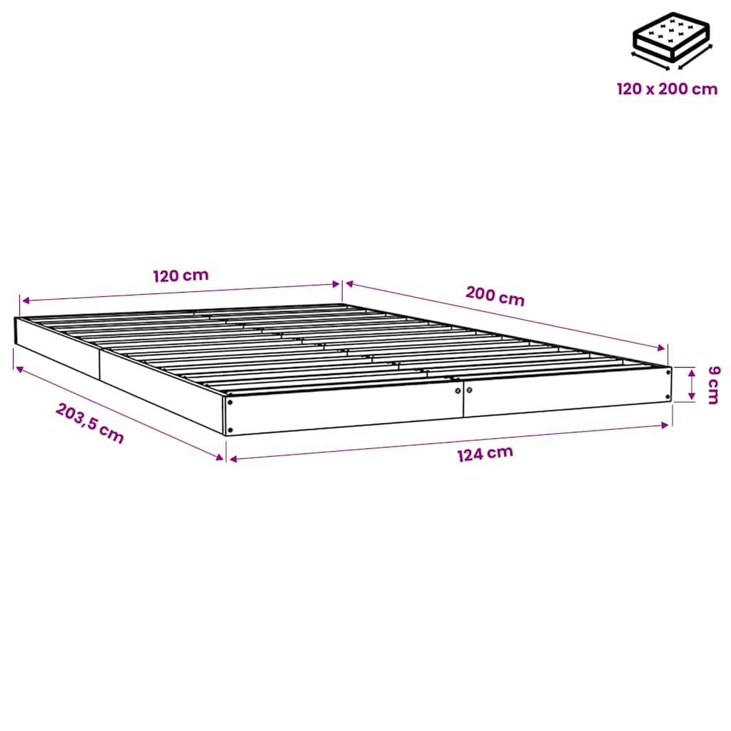 Bed Frame without Mattress White 120x200 cm Solid Wood Pine