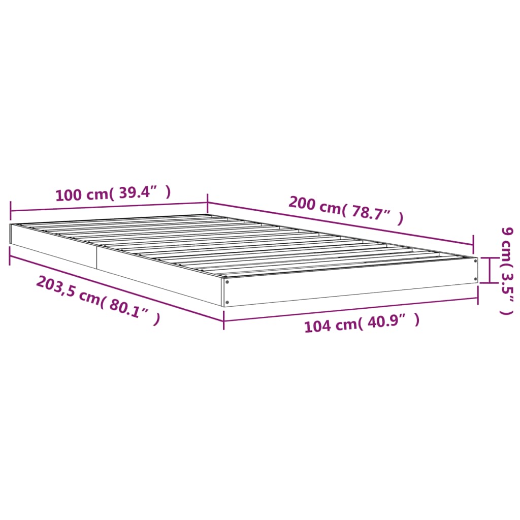 Bed Frame | Natural Pine | Solid wood, Plywood | Single