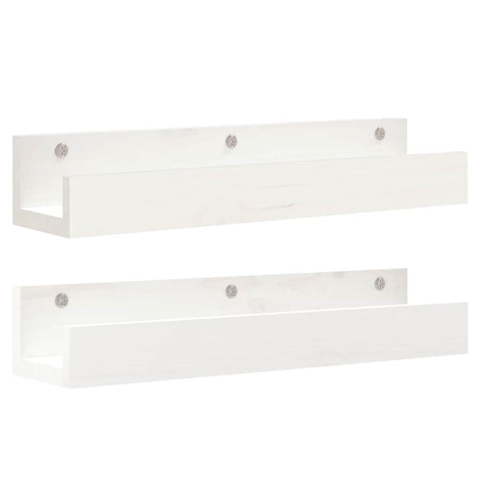 Wall Shelves 2 pcs White 50x12x9 cm Solid Wood Pine Wall Shelves 2 pcs White 50x12x9 cm Solid Wood Pine
