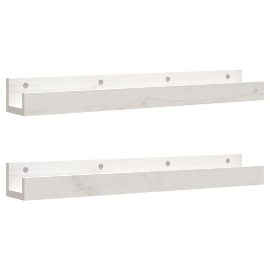 Wall Shelves 2 pcs White 80x12x9 cm Solid Wood Pine Wall Shelves 2 pcs White 80x12x9 cm Solid Wood Pine