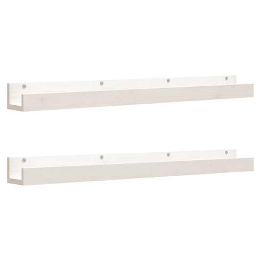 Wall Shelves 2 pcs White 110x12x9 cm Solid Wood Pine Wall Shelves 2 pcs White 110x12x9 cm Solid Wood Pine