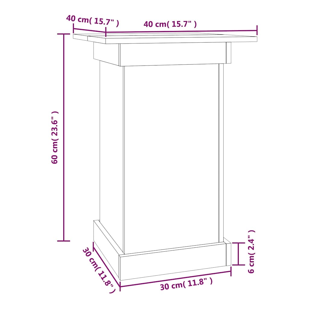 Flower Stand White 40x40x60 cm Solid Wood Pine