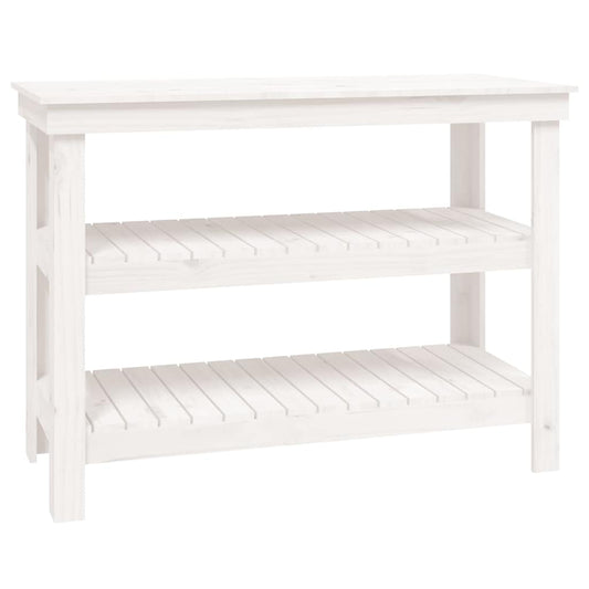 Work Bench White 110.5x50x80 cm Solid Wood Pine Work Bench White 110.5x50x80 cm Solid Wood Pine