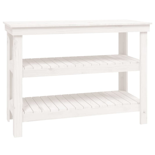 Work Bench White 110.5x50x80 cm Solid Wood Pine Work Bench White 110.5x50x80 cm Solid Wood Pine