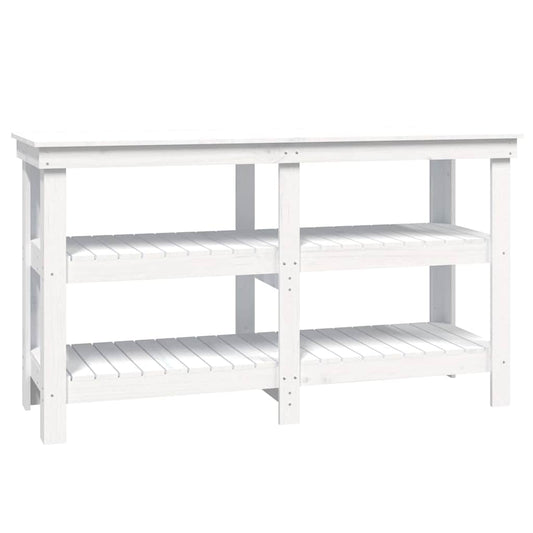 Work Bench White 142.5x50x80 cm Solid Wood Pine Work Bench White 142.5x50x80 cm Solid Wood Pine