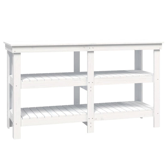 Work Bench White 142.5x50x80 cm Solid Wood Pine Work Bench White 142.5x50x80 cm Solid Wood Pine