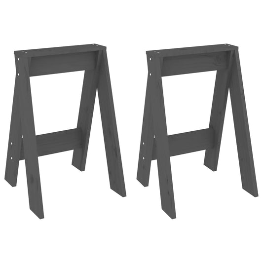 Stools 2 pcs Grey 40x40x60 cm Solid Wood Pine Stools 2 pcs Grey 40x40x60 cm Solid Wood Pine