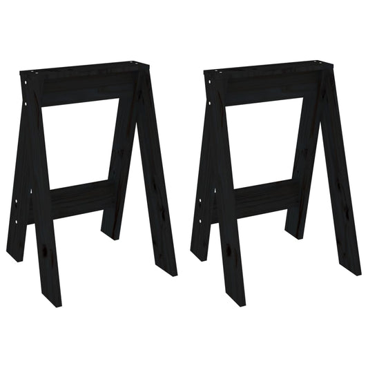 Stools 2 pcs Black 40x40x60 cm Solid Wood Pine Stools 2 pcs Black 40x40x60 cm Solid Wood Pine