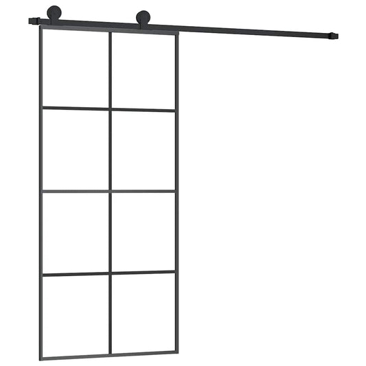 Sliding Door with Hardware Set 90x205 cm ESG Glass&Aluminium Sliding Door with Hardware Set 90x205 cm ESG Glass&Aluminium