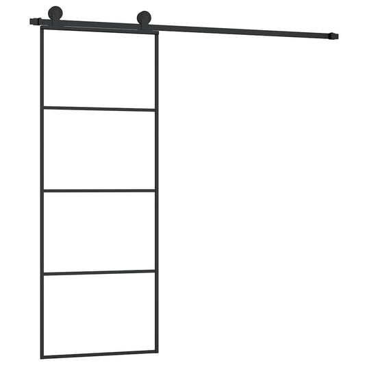 Sliding Door with Hardware Set 76x205 cm ESG Glass&Aluminium Sliding Door with Hardware Set 76x205 cm ESG Glass&Aluminium