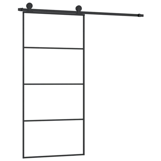 Sliding Door with Hardware Set 90x205 cm ESG Glass&Aluminium Sliding Door with Hardware Set 90x205 cm ESG Glass&Aluminium