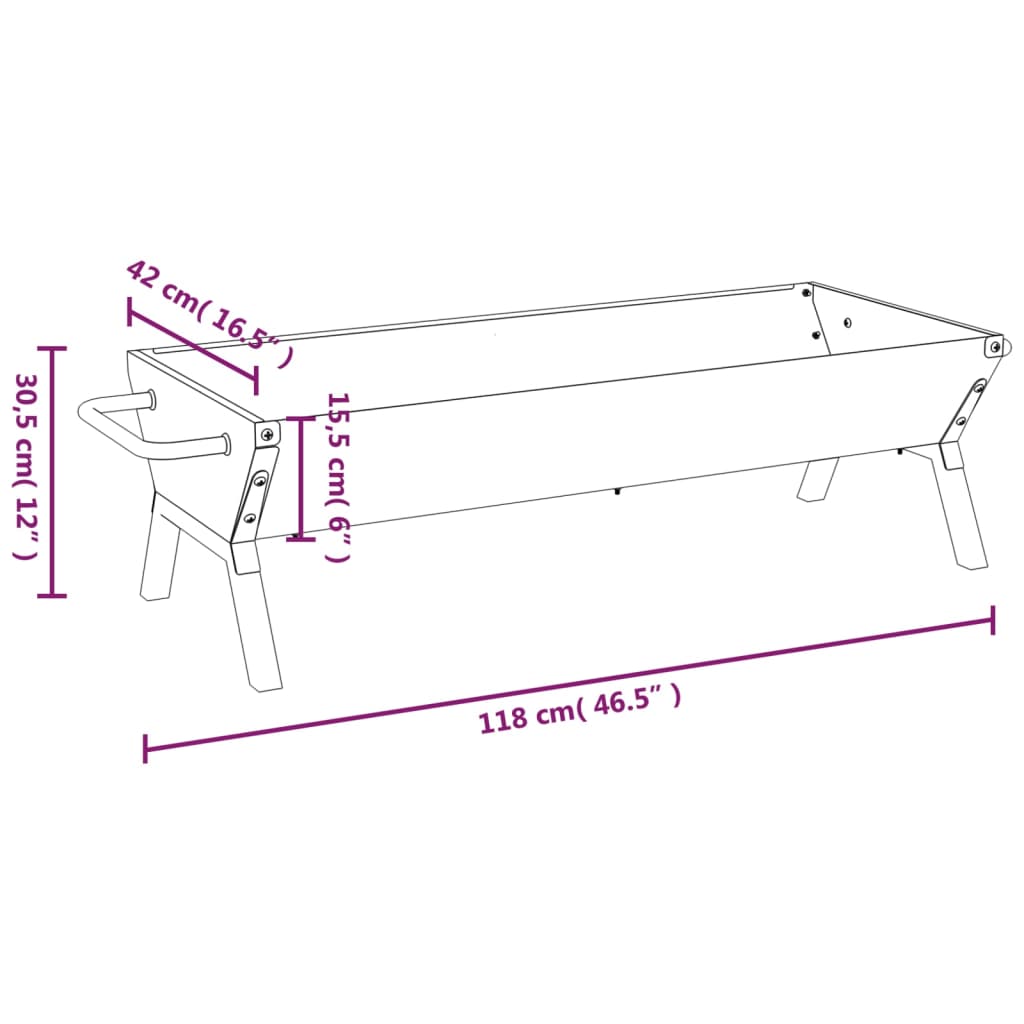 BBQ Tray Silver 118x42x30,5 cm Stainless Steel