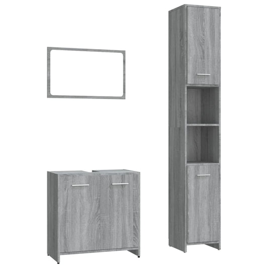 3 Piece Bathroom Furniture Set Grey Sonoma Engineered Wood 3 Piece Bathroom Furniture Set Grey Sonoma Engineered Wood