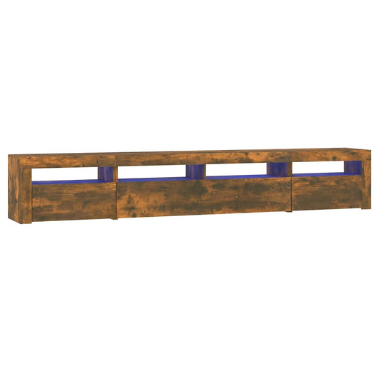 TV Cabinet with LED Lights Smoked Oak 240x35x40 cm TV Cabinet with LED Lights Smoked Oak 240x35x40 cm