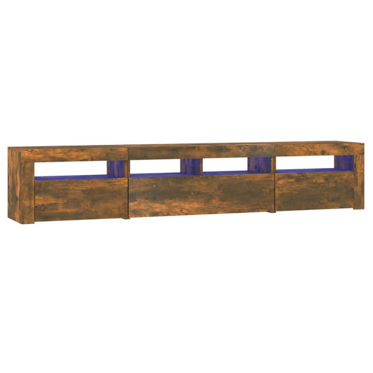 TV Cabinet with LED Lights Smoked Oak 210x35x40 cm TV Cabinet with LED Lights Smoked Oak 210x35x40 cm