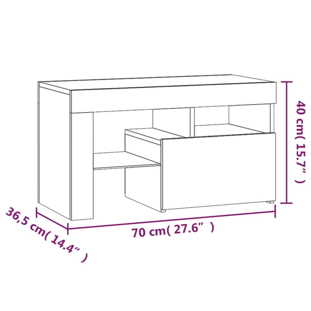 Bedside Cabinets 2 pcs with LED Lights Sonoma Oak 70x36,5x40 cm