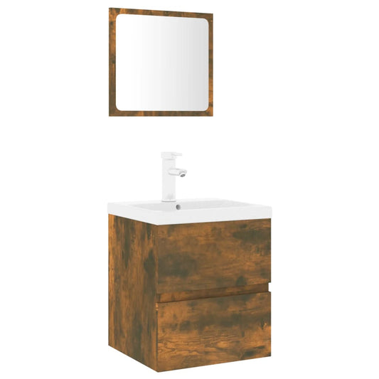 Bathroom Furniture Set Smoked Oak Engineered Wood Bathroom Furniture Set Smoked Oak Engineered Wood