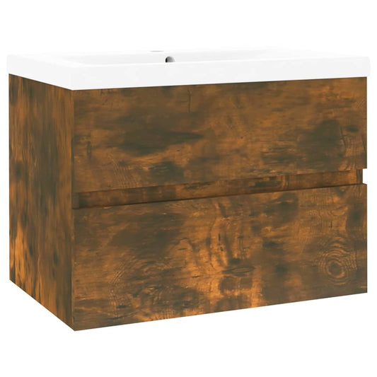 Sink Cabinet with Built-in Basin Smoked Oak Engineered Wood Sink Cabinet with Built-in Basin Smoked Oak Engineered Wood