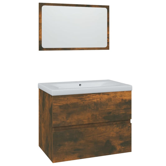 Bathroom Furniture Set Smoked Oak Engineered Wood Bathroom Furniture Set Smoked Oak Engineered Wood