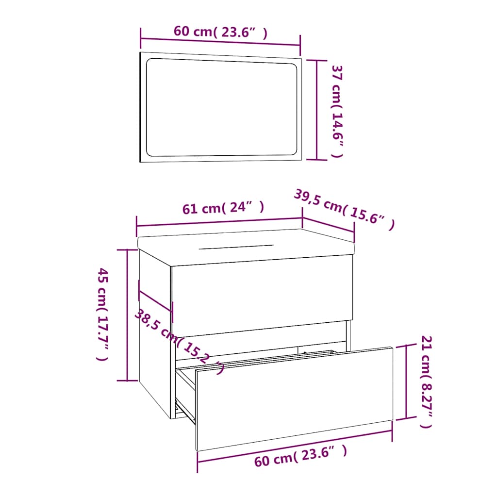 Bathroom Furniture Set Grey Sonoma Engineered Wood