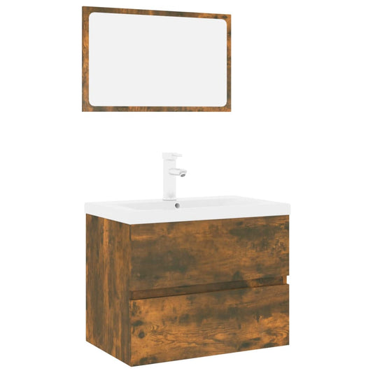 Bathroom Furniture Set Smoked Oak Engineered Wood Bathroom Furniture Set Smoked Oak Engineered Wood