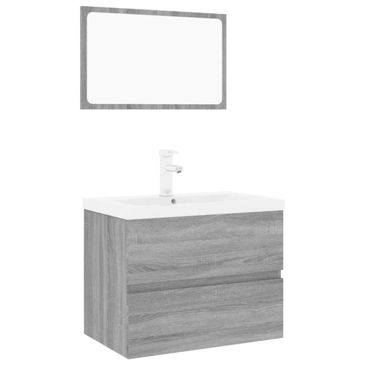 Bathroom Furniture Set Grey Sonoma Engineered Wood Bathroom Furniture Set Grey Sonoma Engineered Wood